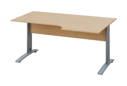 ERK 18 - 166 stůl kancelářský, rohový, pravý, kovová podnož stříbrná, deska 18 mm, široký 1600 mm, bříza irská